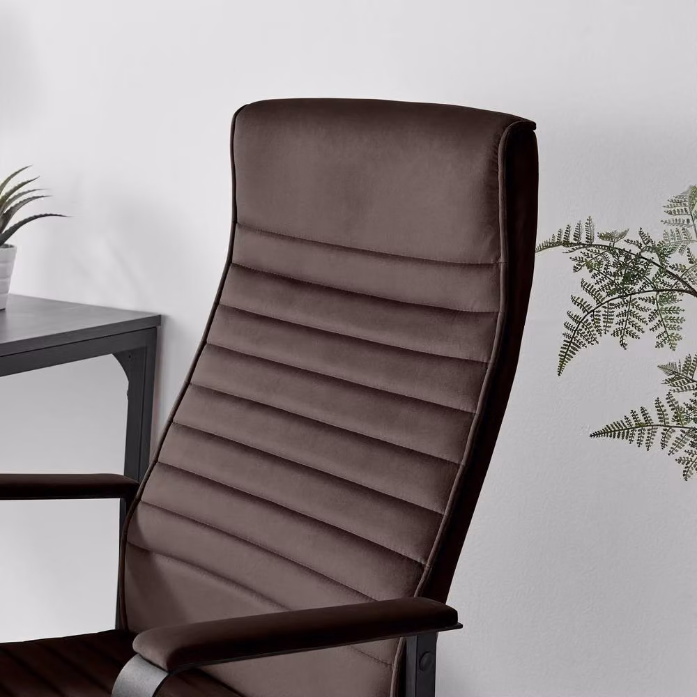 FurnitureboxUK Centro Brown Velvet Reclining Office Chair – 2