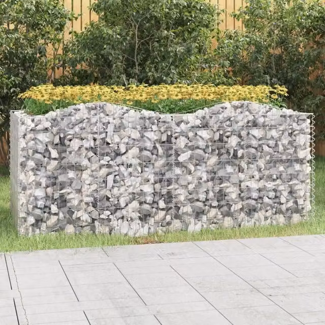 Berkfield Home Arched Gabion Raised Bed in Silver Galvanised Steel, W: 200 cm, D: 100 cm, H: 100 cm – 1