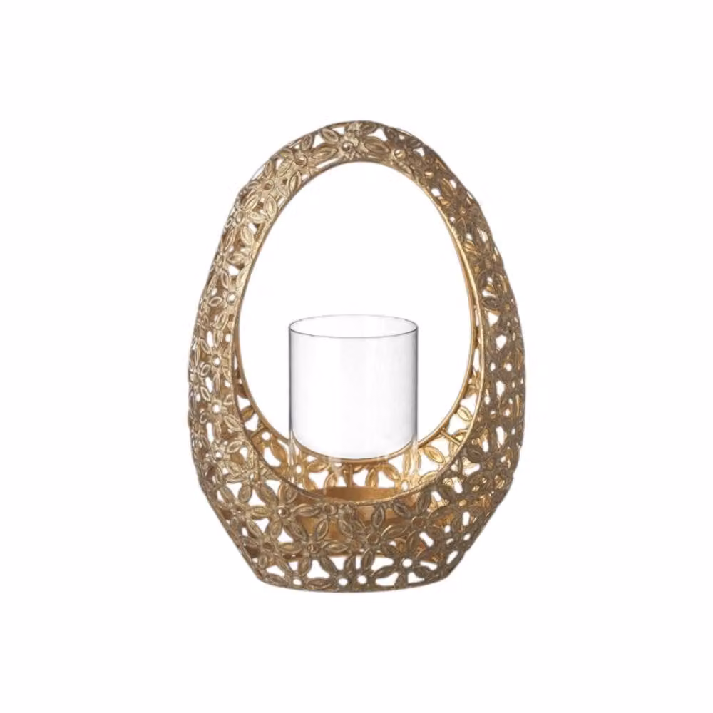 Garden Greatness Grand Floral Cut Out Tealight Candle Holder in Gold and Multicolour – 2
