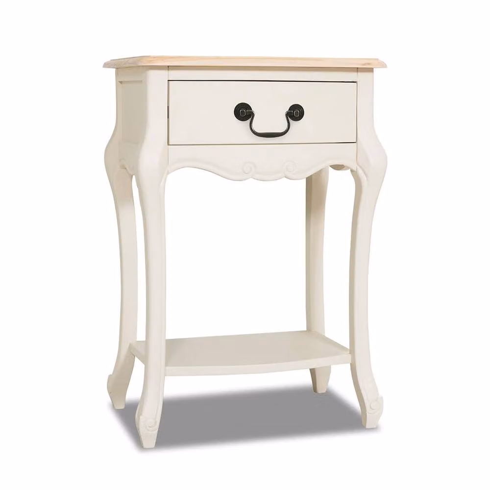Statement Furniture Juliette Vintage Chic 1 Drawer Bedside Table in Ivory – 2
