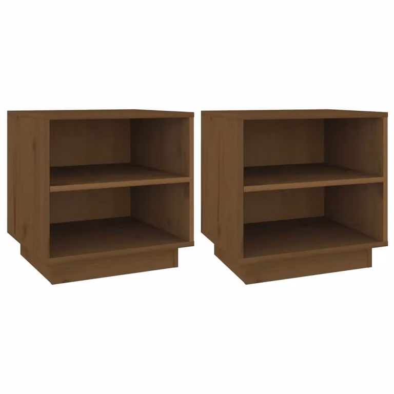 Berkfield Home Set of 2 Solid Wood Pine Bedside Cabinets in Honey Brown, W/D/H: 40 x 34 x 40 cm