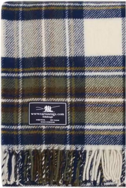 Tweedmill Blue Dress Stewart Tartan Wool Throw Blanket