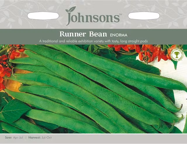 Johnsons Enorma Phaseolus Coccineus Runner Bean Vegetable Seeds