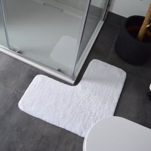 Allure Bath Fashions Allure Corner Shower Mat, 100% Cotton L-Shaped Bath Mat, White – 2