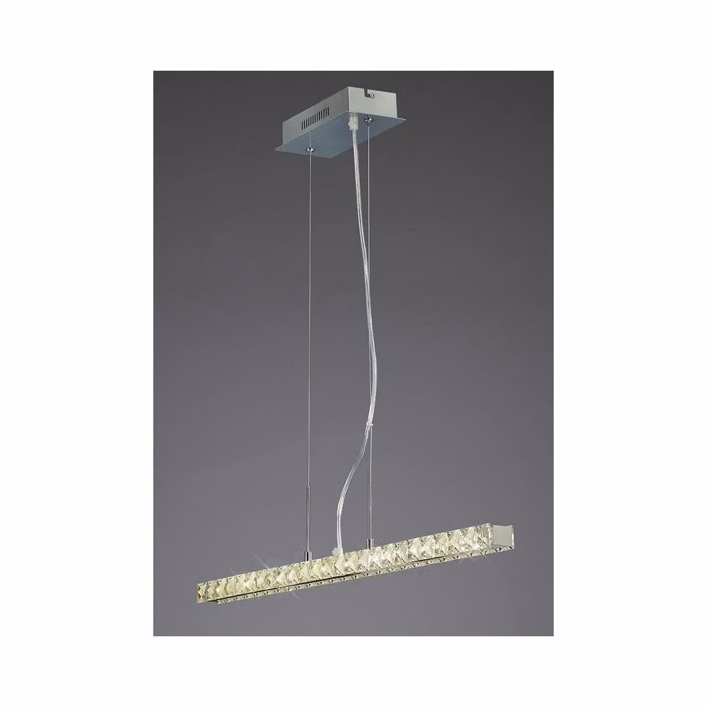 Netlighting Galaxy Linear LED Ceiling Pendant Light, 12W, 4000K, Polished Chrome and Grey Crystal – 2
