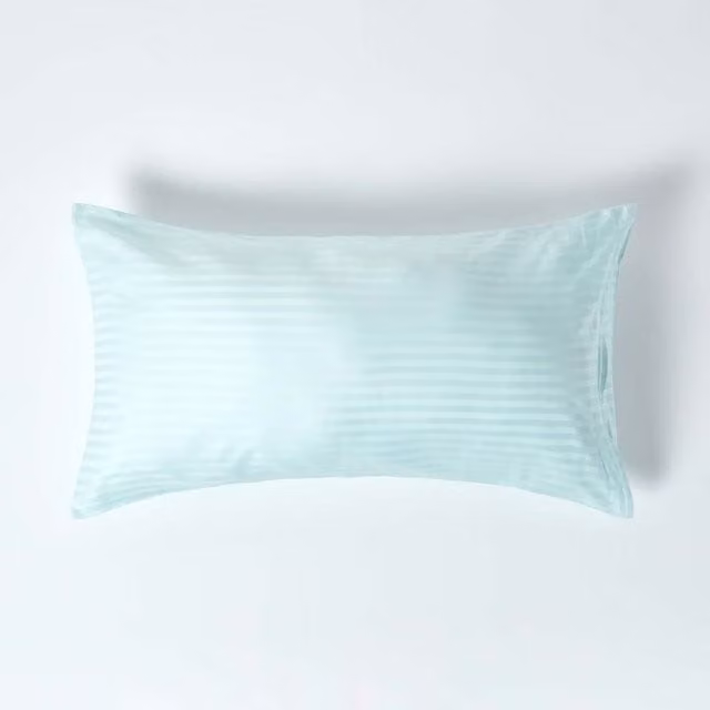 Homescapes 330 Thread Count Egyptian Cotton Percale Pillowcase, Blue