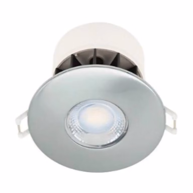 First Choice Lighting Set of 5 Silver Brushed Steel LED Recessed Bathroom Downlights