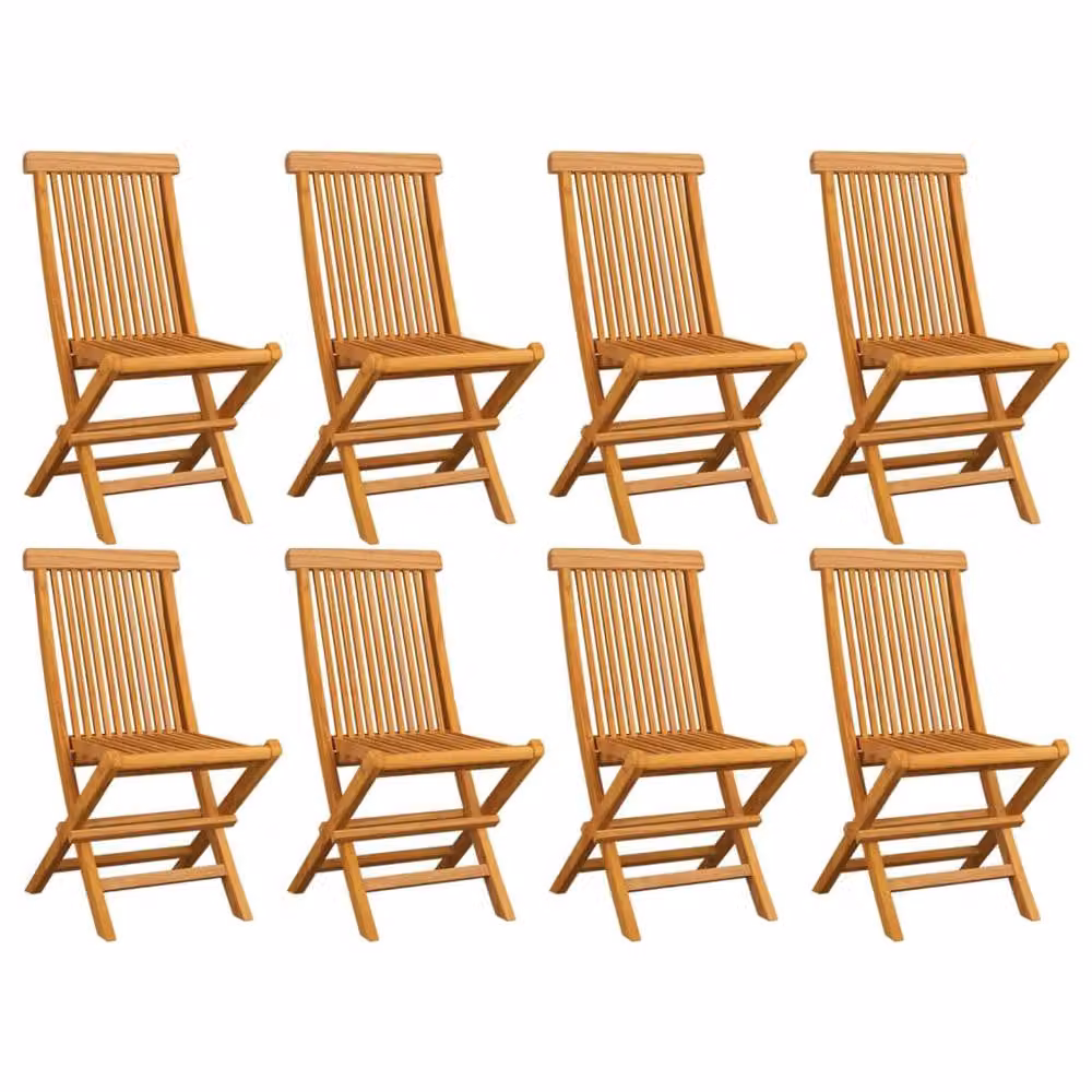Berkfield Home Set of 8 Folding Garden Chairs in Brown Solid Teak Wood – 2