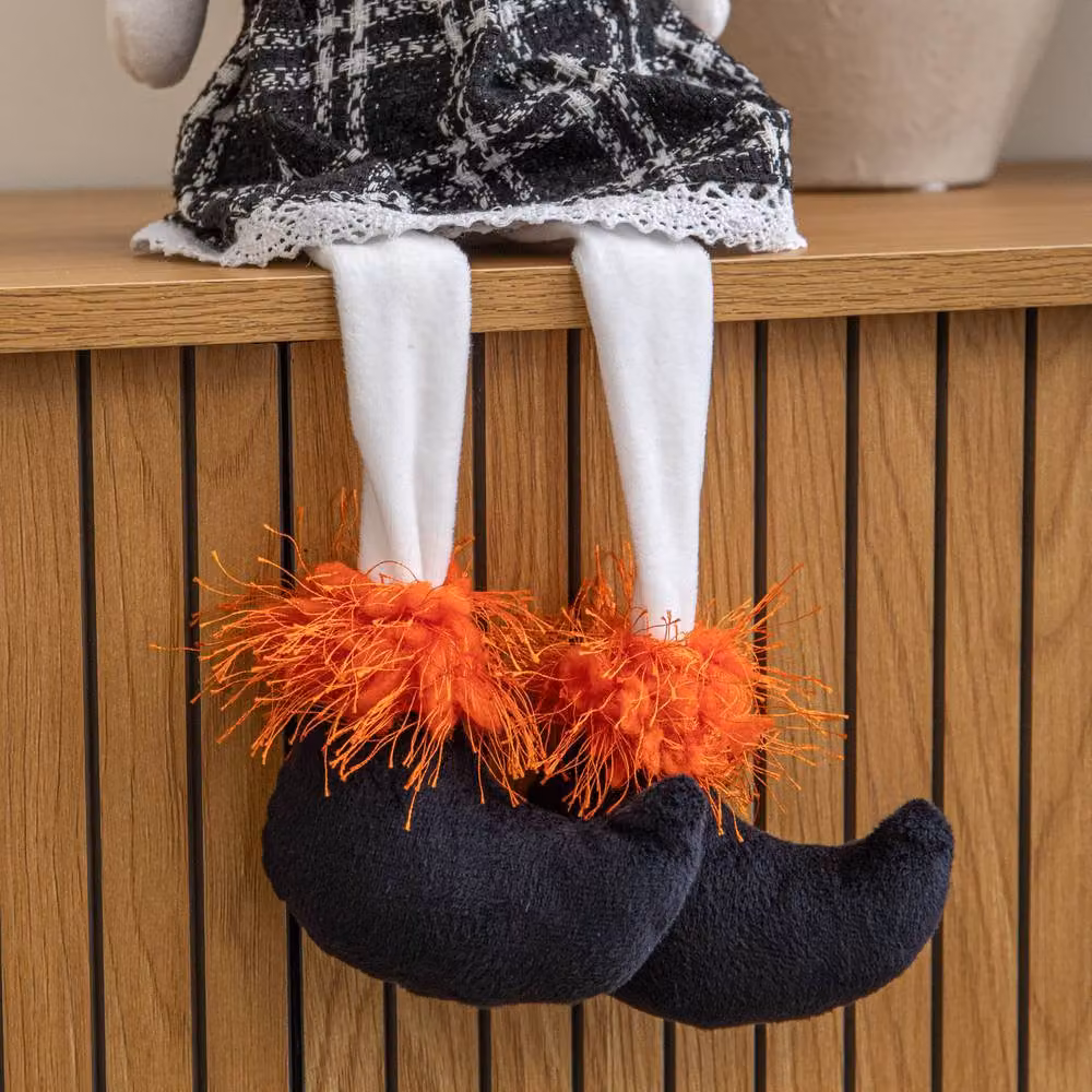 Samuel Alexander Mrs Bones Seated Halloween Tabletop Decoration with Dangly Legs, Multicolour, Height: 55 cm – 4