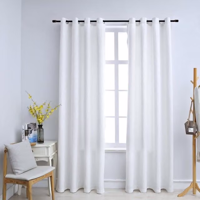 Berkfield Home Blackout Curtains with Eyelets, 2 Pack, White, W: 140 cm, H: 245 cm