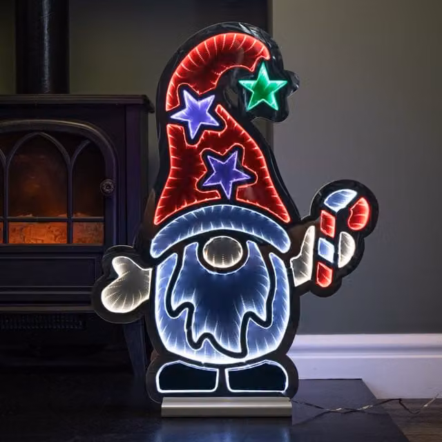 Samuel Alexander 60cm Light up Christmas Gonk with Candy Cane Infinity Decoration with LEDs in Red, Green, White and Multicolour – 1