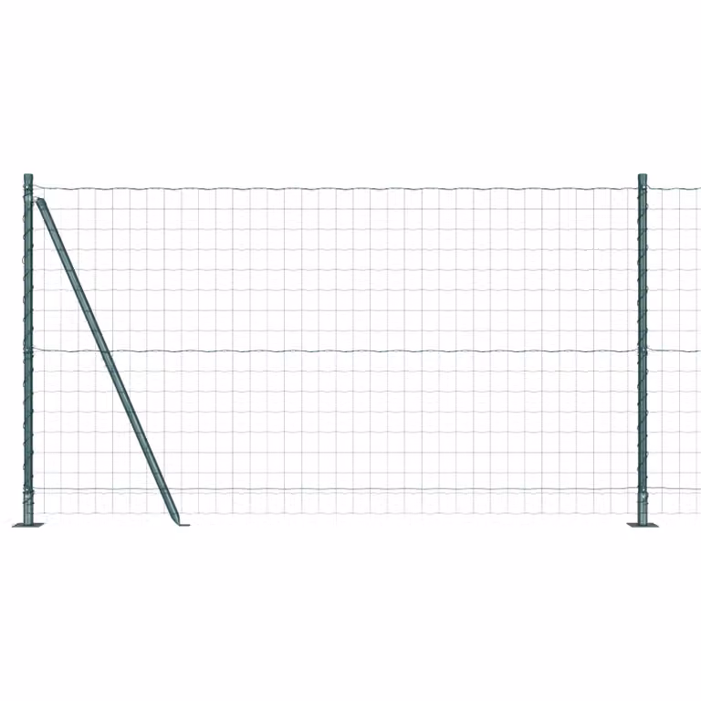 Berkfield Home Euro Fence in Silver Galvanised Steel with 13 Flanged Posts, W: 25 m, H: 1.2 m