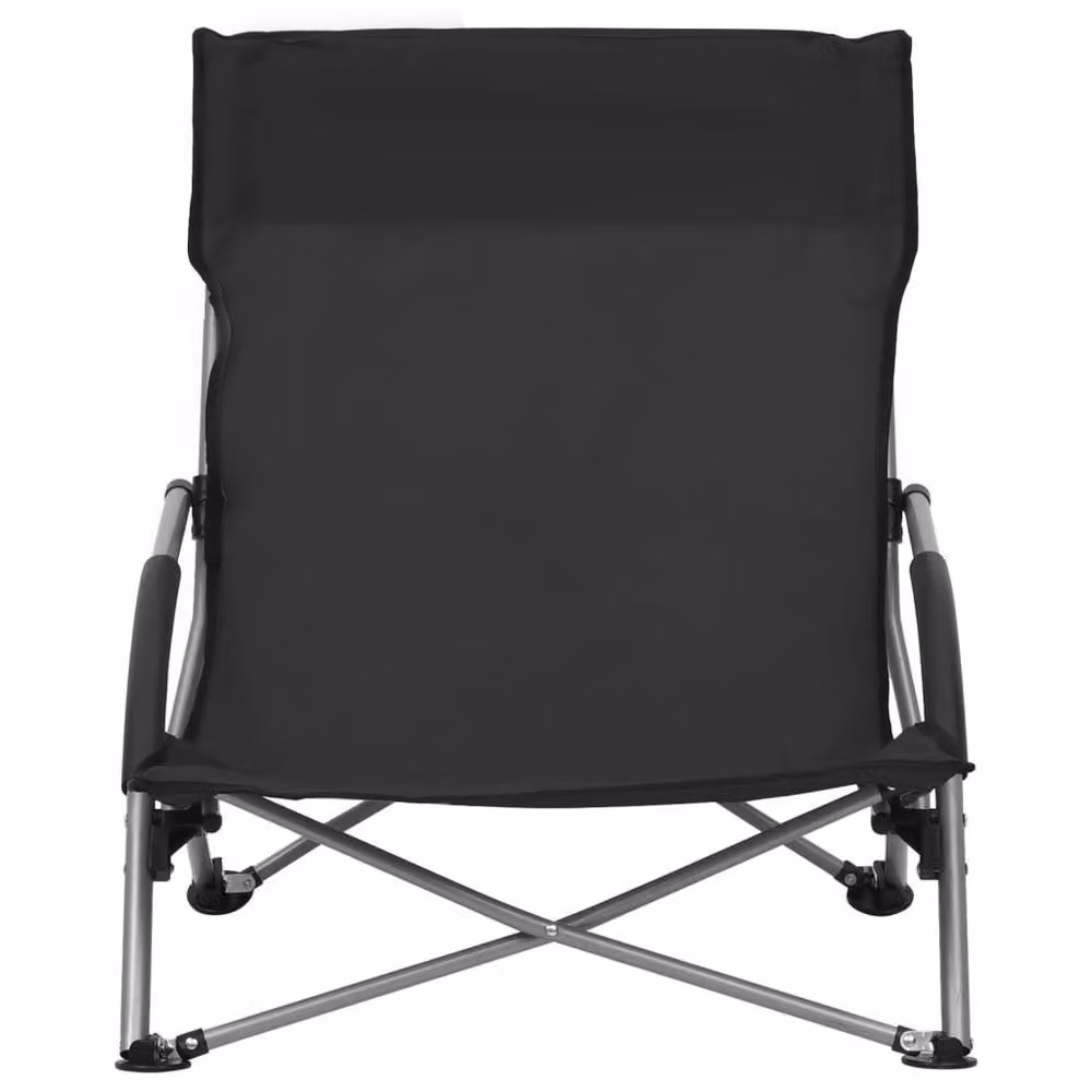 Berkfield Home Set of 2 Folding Beach Chairs with Armrests in Black Fabric – 3