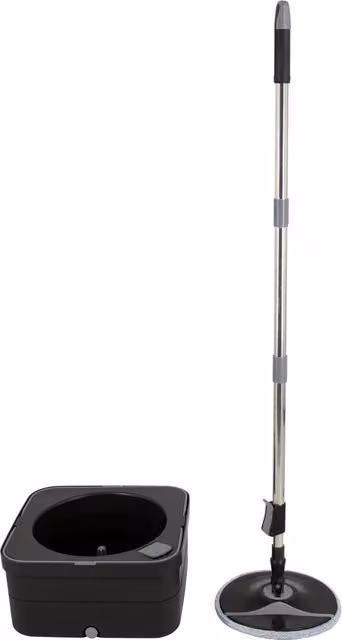 Argento Square Spin Mop and Bucket with Wringer and Microfibre Head in Black