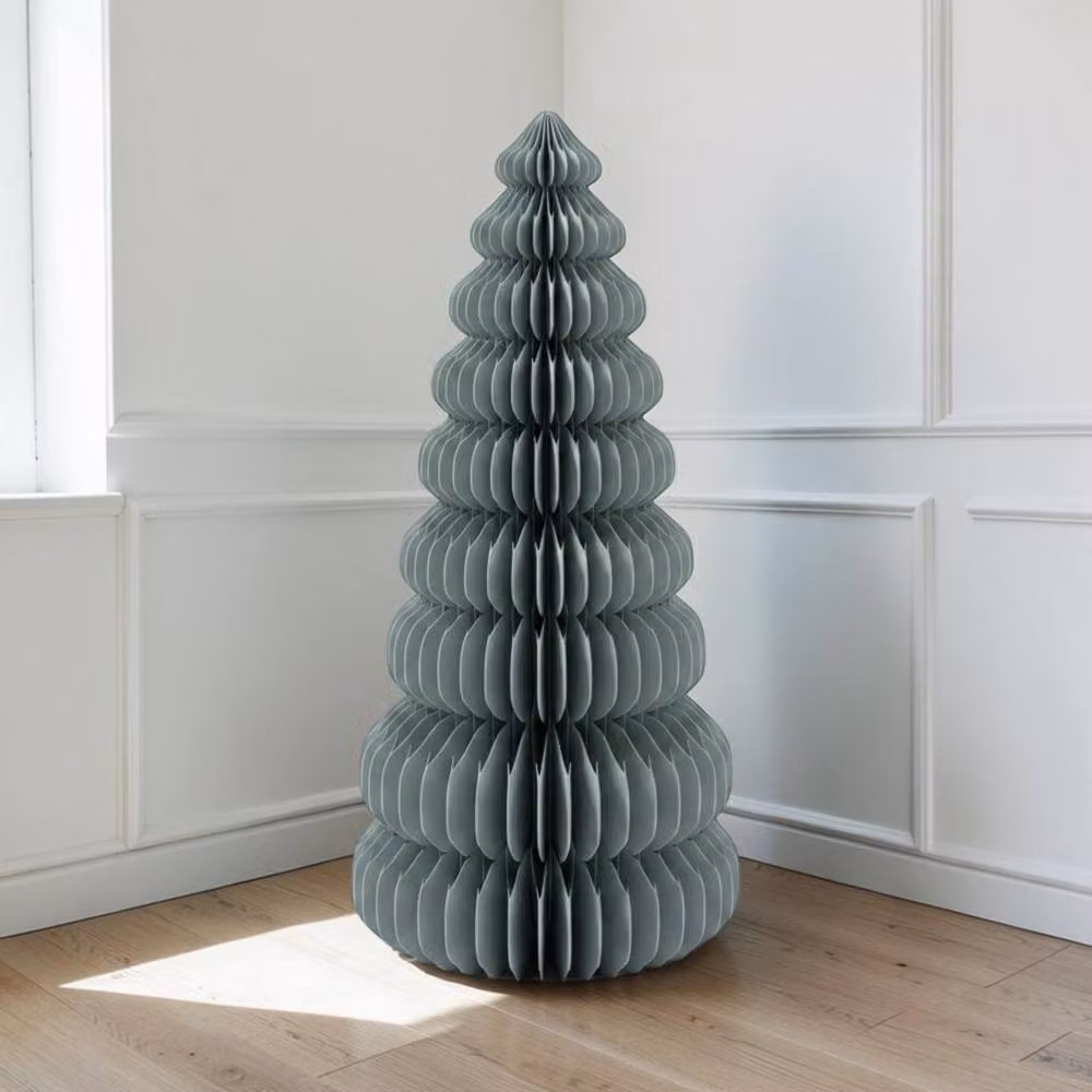 Four Candle Large Sage Green Paper Christmas Tree with Gold Edge, Height: 180 cm – 2