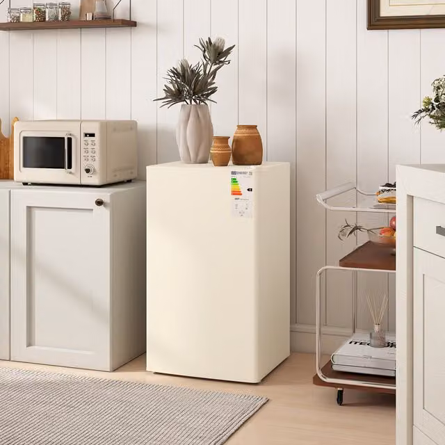 HOMCOM 91L Freestanding Under Counter Fridge in Beige with Zero Degree Zone