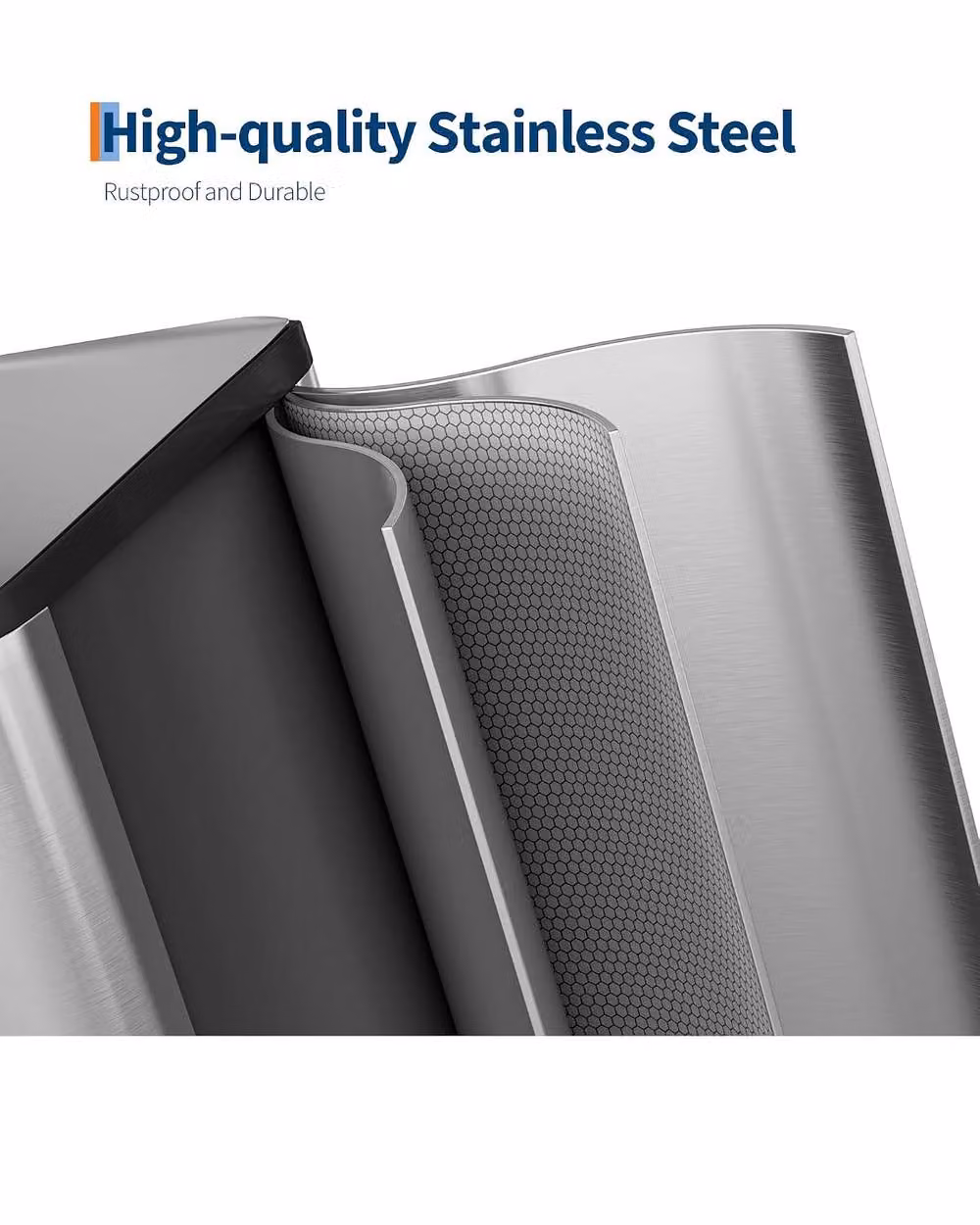 London Boutique 60L Dual Compartment Kitchen Step Pedal Bin with Soft-Close Lid in Silver – 3