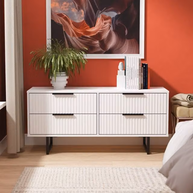 Ready Assembled 2 U Menai 4 Drawer Bed Box in White