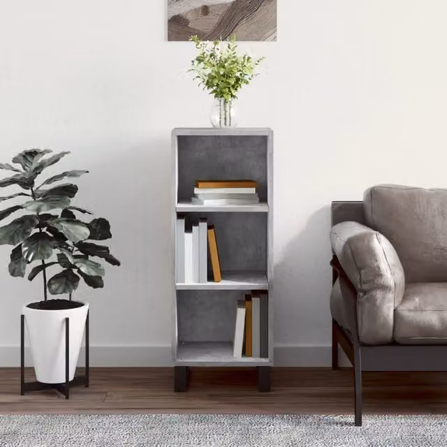 Berkfield Home Sideboard in Concrete Grey, W/D/H: 34.5 x 32.5 x 90 cm