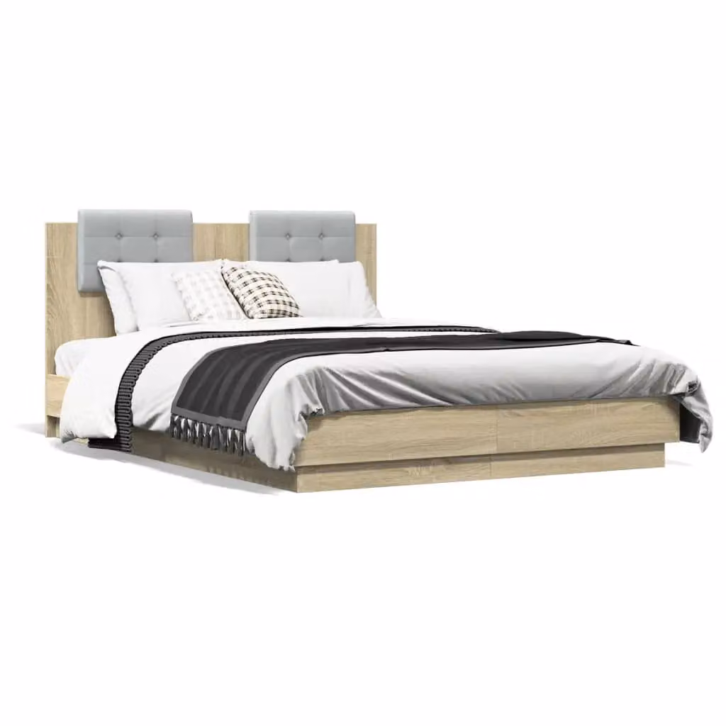 Berkfield Home Sonoma Oak Small Double Bed Frame in Brown, W: 120 cm, L: 190 cm – 2