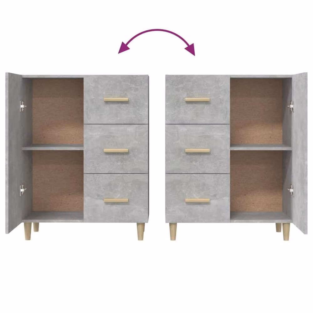 Berkfield Home Modern Abstract Sideboard in Concrete Grey, W/D/H: 69.5 x 34 x 90 cm – 4