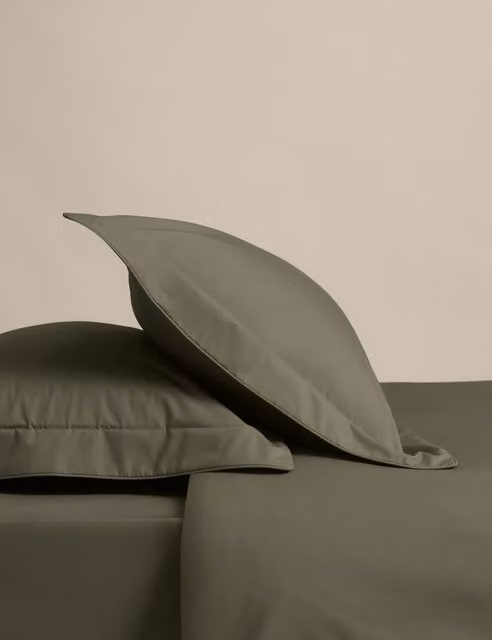 M&S 2 Pack Egyptian Cotton Oxford Pillowcases in Khaki