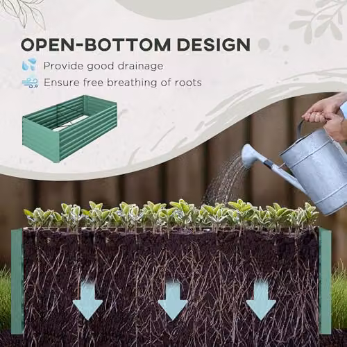 Outsunny Galvanised Steel Raised Bed for Vegetable and Ornamental Gardens, Green, W: 90 cm, D: 90 cm, H: 59 cm – 3
