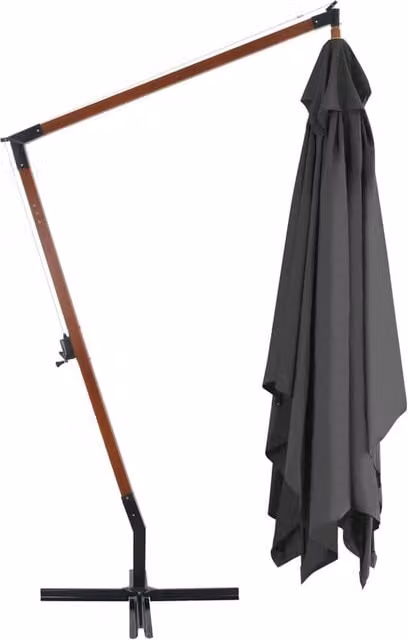 Berkfield Home Elegant Cantilever Garden Umbrella with Bamboo Pole, Anthracite, W: 400 cm, D: 300 cm, H: 285 cm