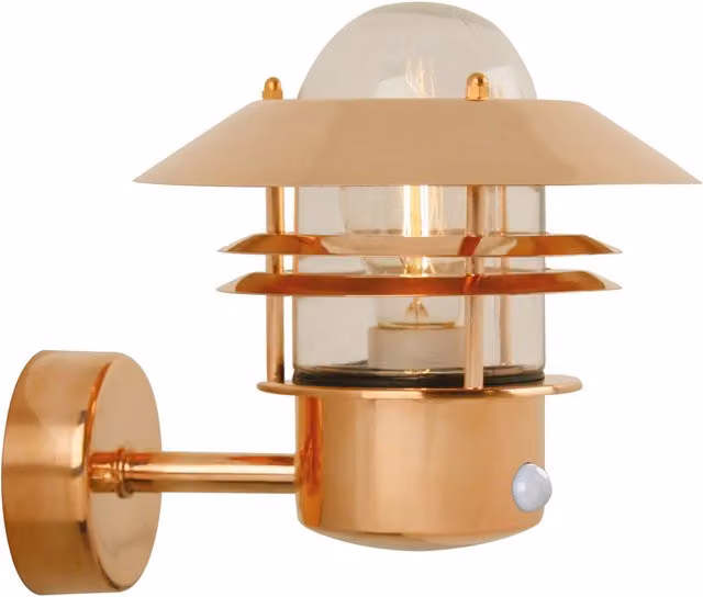 Nordlux Blok Copper Outdoor Wall Light with Motion and Dusk Sensor, E27, IP54