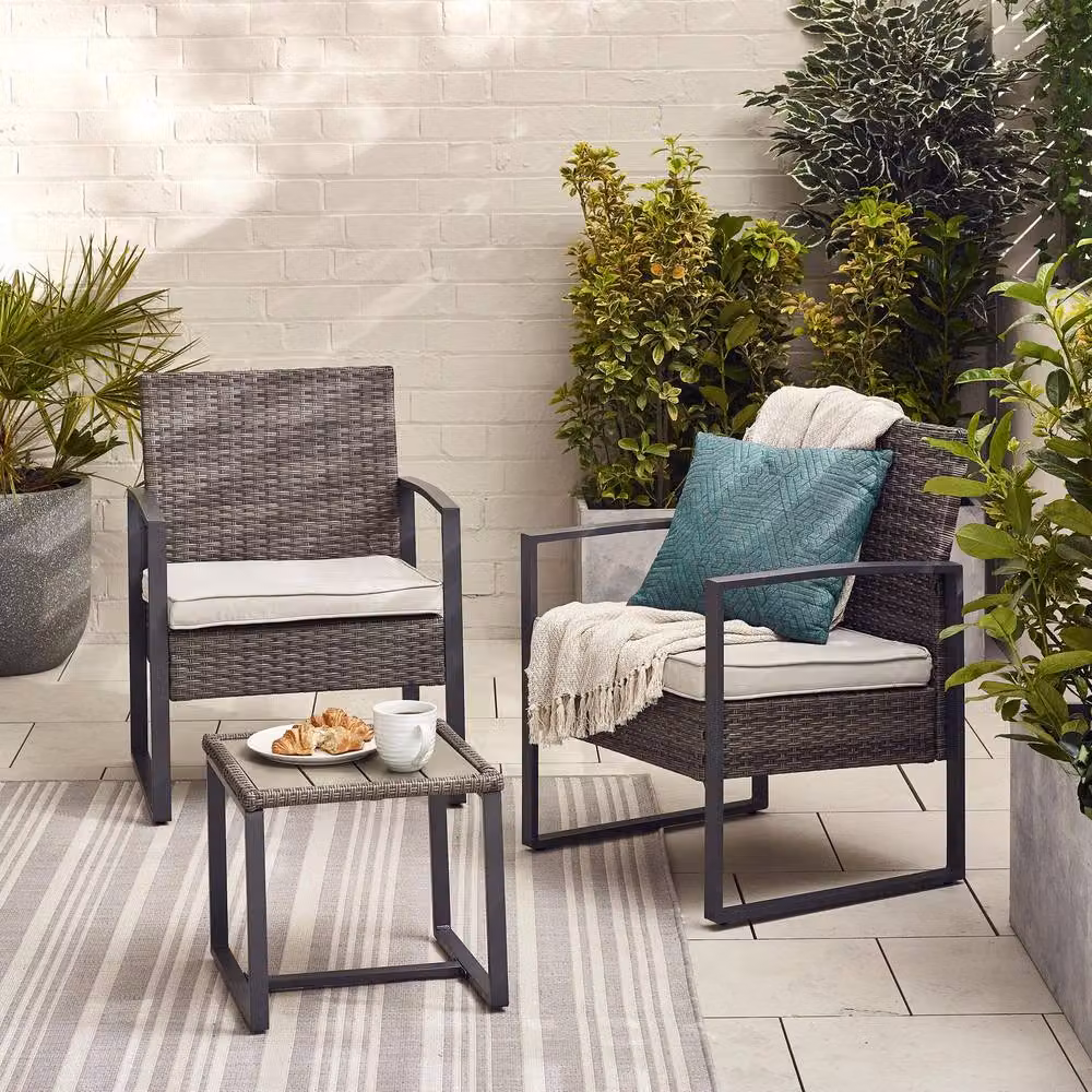 FurnitureboxUK Algarve 2 Seater Rattan and Metal Bistro Set in Grey – 2