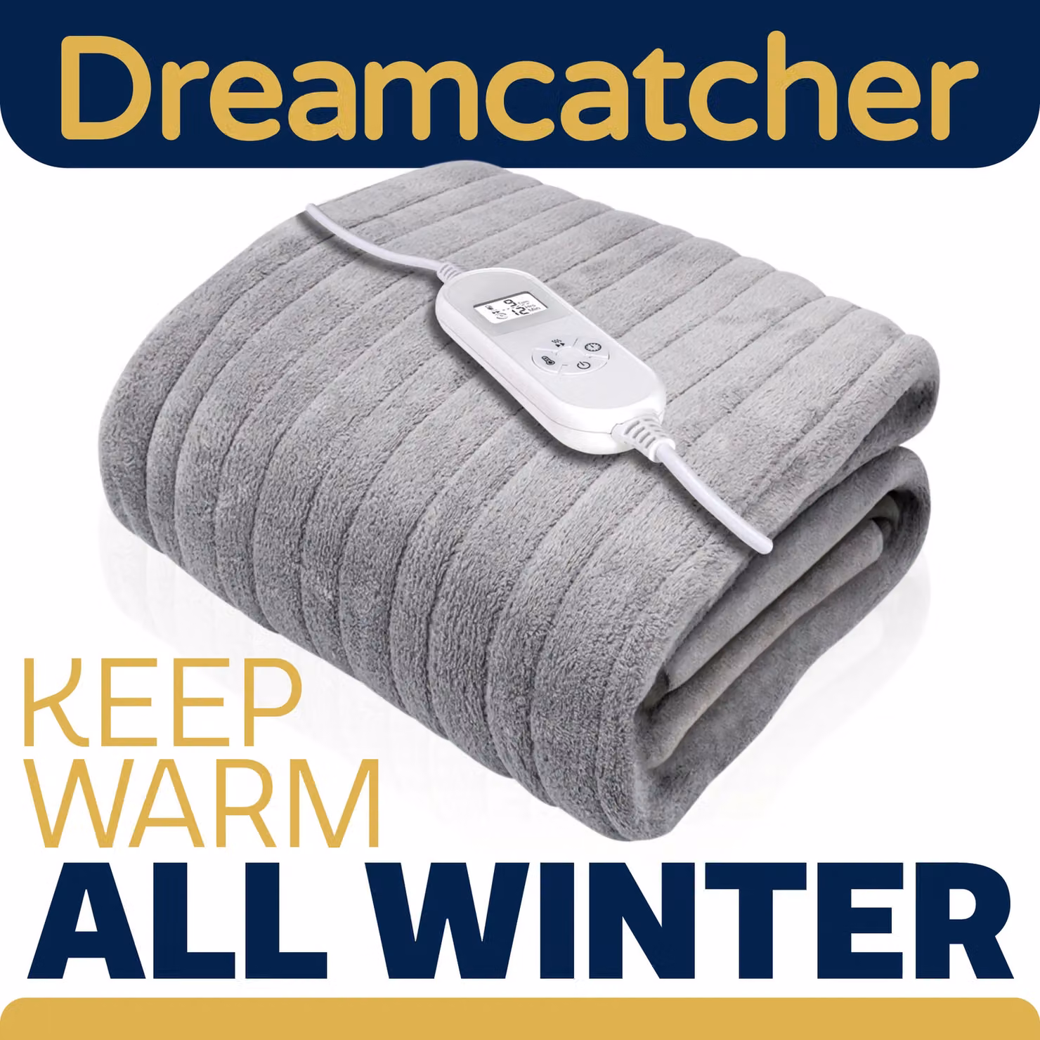 Dreamcatcher XL Electric Heated Double Fleece Throw Blanket in Silver – 7