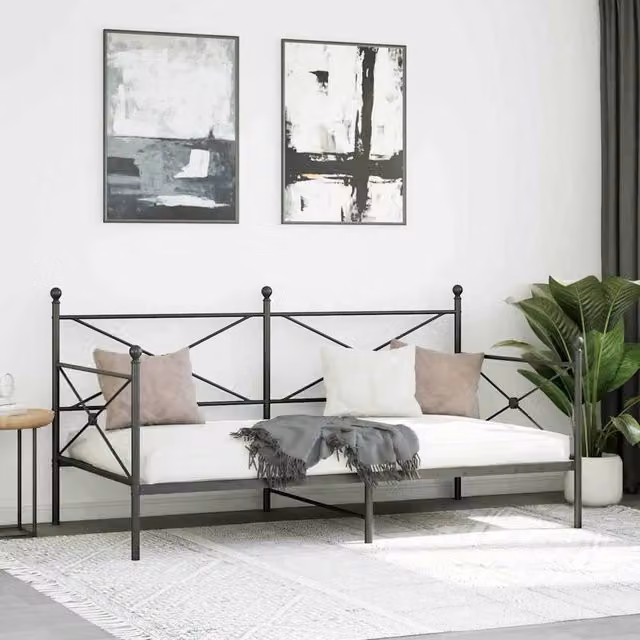 Berkfield Home Durable Metal Day Bed in Black, W/D/H: 100 x 200 cm – 1