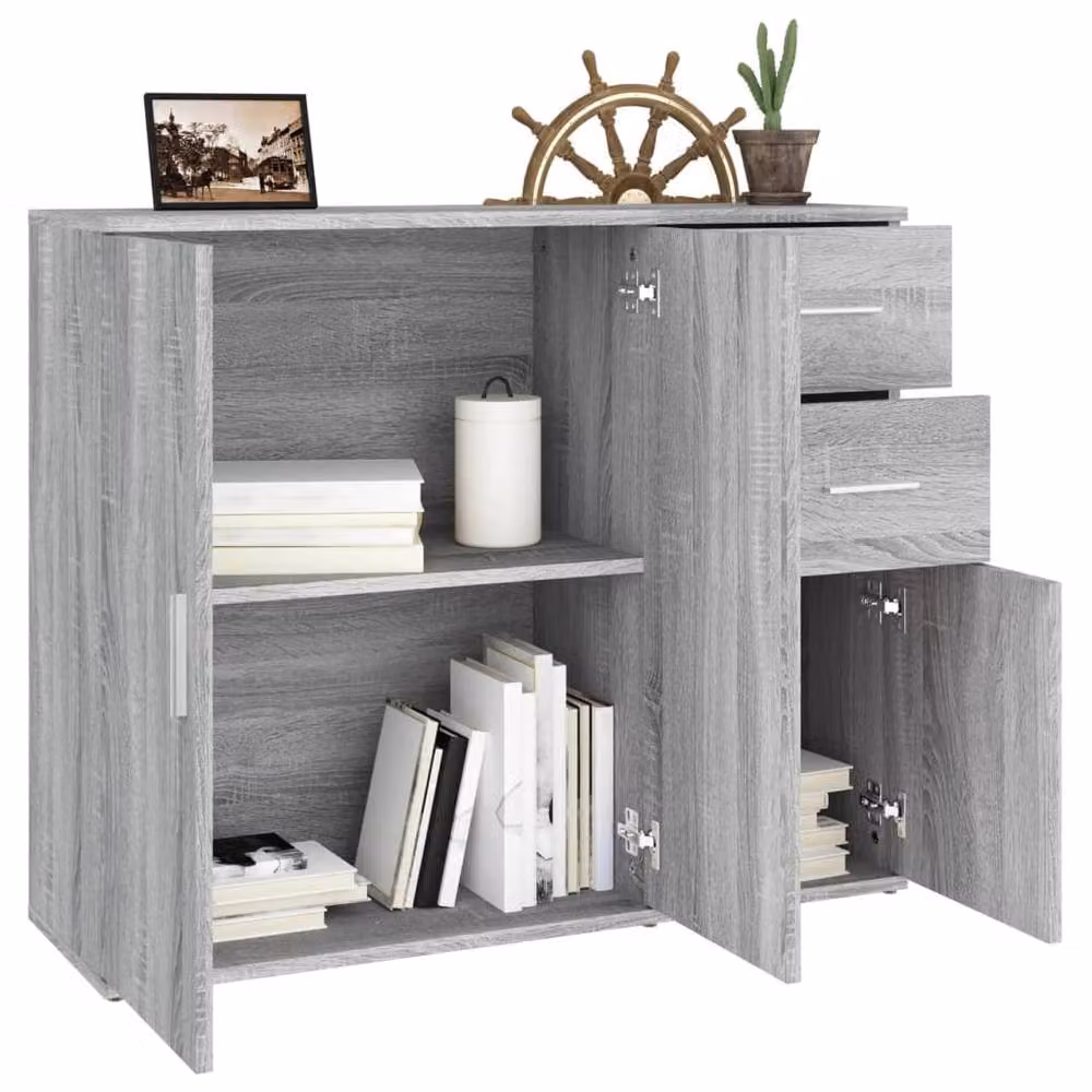 Berkfield Home Grey Sonoma Sideboard in Engineered Wood W/D/H: 91 x 29.5 x 75 cm – 2