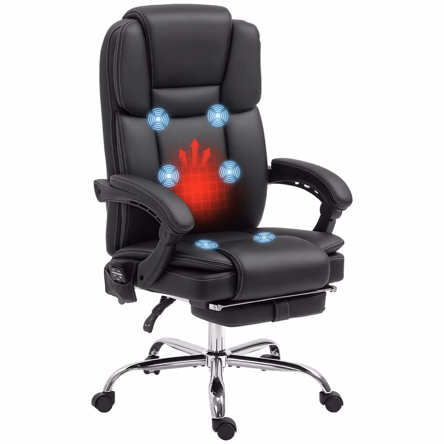 Vinsetto Black PU Leather Executive Massage Office Chair with Headrest and Armrests – 2