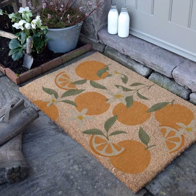 Artsy Mats Orange Pattern Coir Doormat in Brown, W/D: 90 x 60 cm
