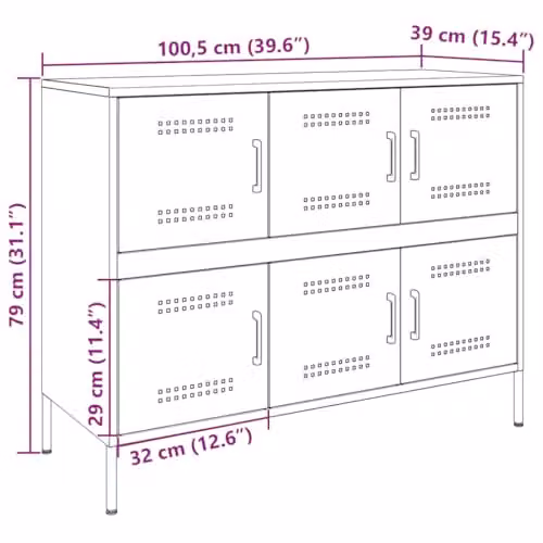 vidaXL Black Steel Sideboard, W/D/H: 100.5 x 39 x 79 cm – 3