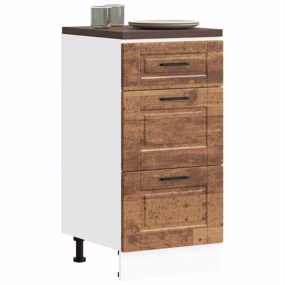 Berkfield Home Porto Old Wood Kitchen Base Cabinet in Brown, W/D/H: 81.5 x 40 x 46 cm – 2