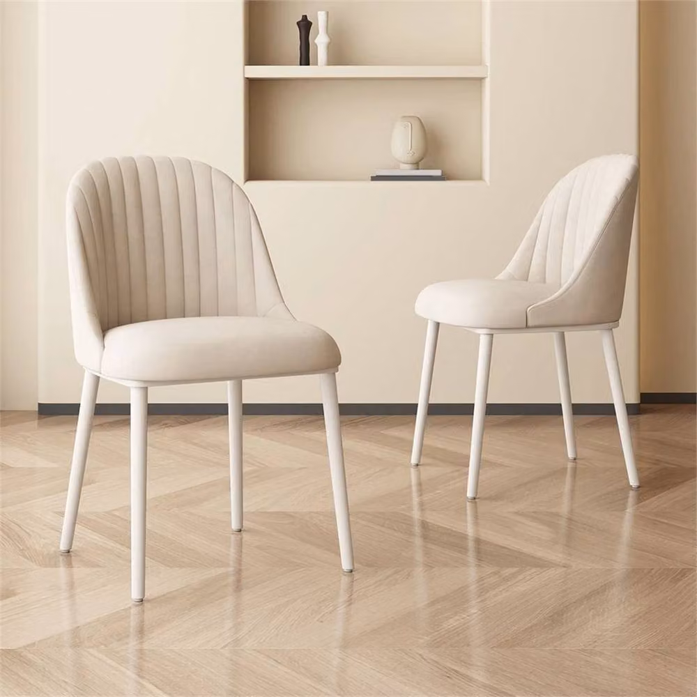 Nordara Set of 2 Modern Upholstered Dining Chairs with Padded Seats in White – 2