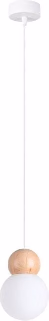 Sollux Lighting Scandinavian Pendant Lamp in White and Wood, W/D/H: 124 x 11 x 11 cm