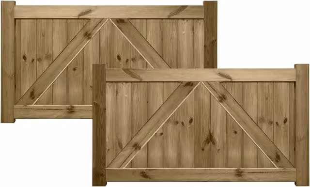 Premier Garden Supplies URBAN Interlocked Tongue Groove Pressure Treated Tanalised Double Driveway Gate with Fully Boarded Top, Width: 90 cm