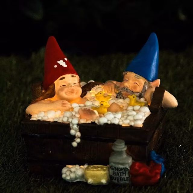Marco Paul Multicolour Solar Light Bathtub Gnome Garden Ornament in Resin