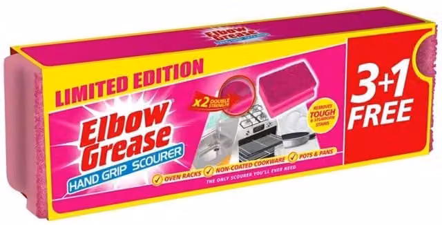 Elbow Grease Sponge Scourers, Pack of 4, Pink