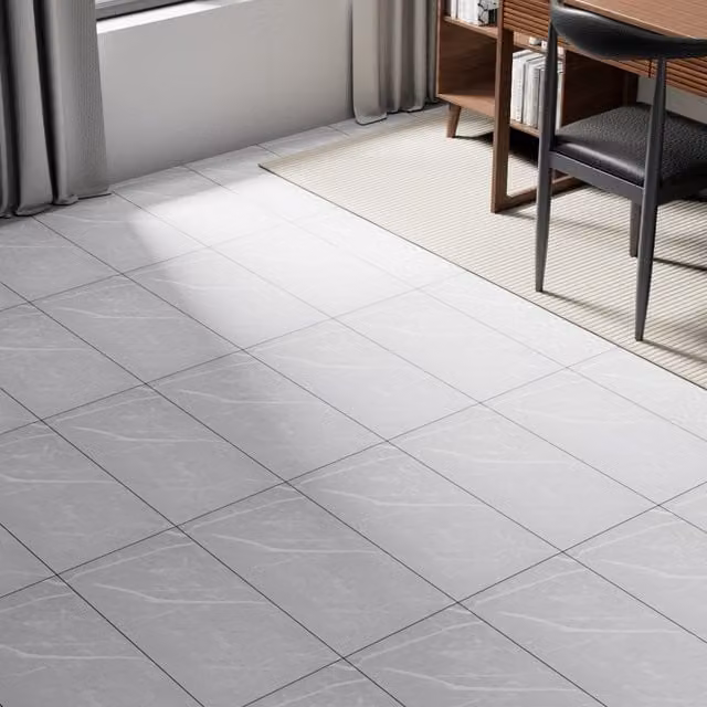 Livingandhome Set of 28 Self-adhesive Stone-look PVC Flooring Planks in Silver Grey