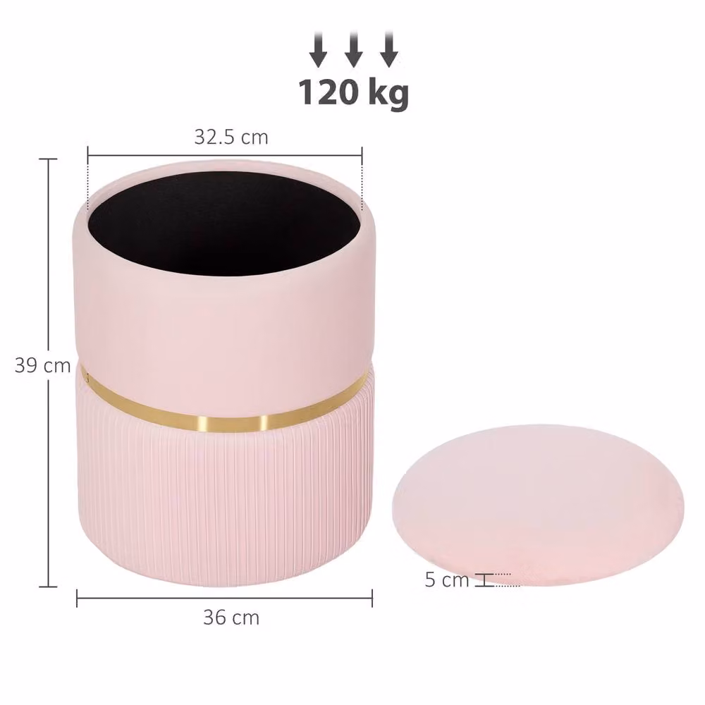STILVORA Pink Velvet Storage Ottoman with Hidden Storage – 2