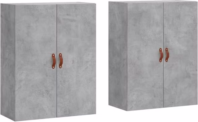 Berkfield Home Wall Mounted Cabinets, 2 Piece Set in Concrete Grey, W/D/H: 69.5 x 34 x 90 cm