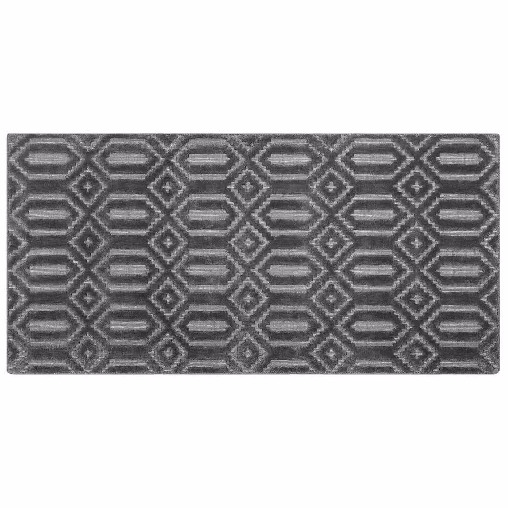 Wyld and Coco Grey Viscose Geometric Hand-Woven Flatweave Rectangular Rug W: 80 cm, L: 150 cm – 2