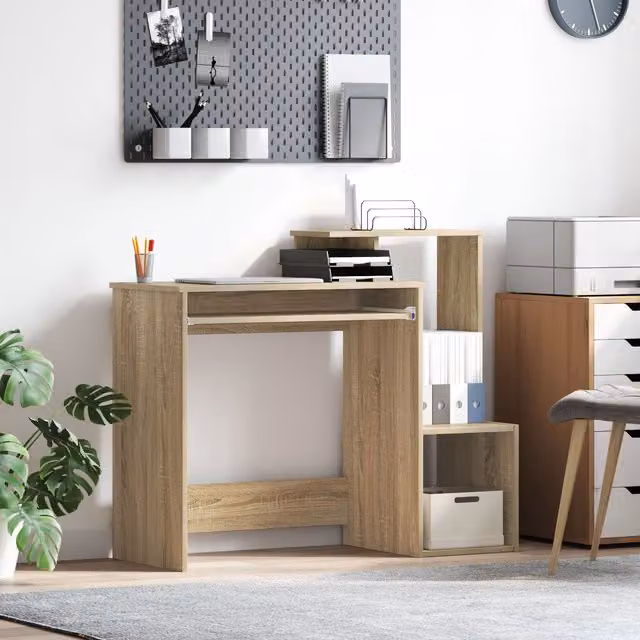 Berkfield Home Sonoma Oak Computer Desk in Brown