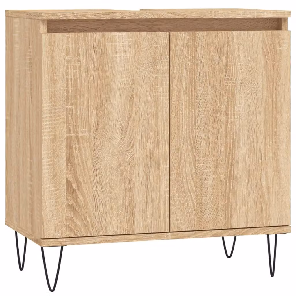 Berkfield Home Sonoma Oak Bathroom Cabinet in Brown, W/D/H: 58 x 33 x 60 cm