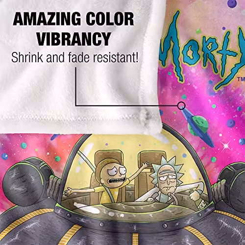 LOGOVISION Rick and Morty Spacial Breakthrough Super Soft Silky Touch Fleece Throw Blanket, Multicolour, W: 91 cm, D: 147 cm – 3