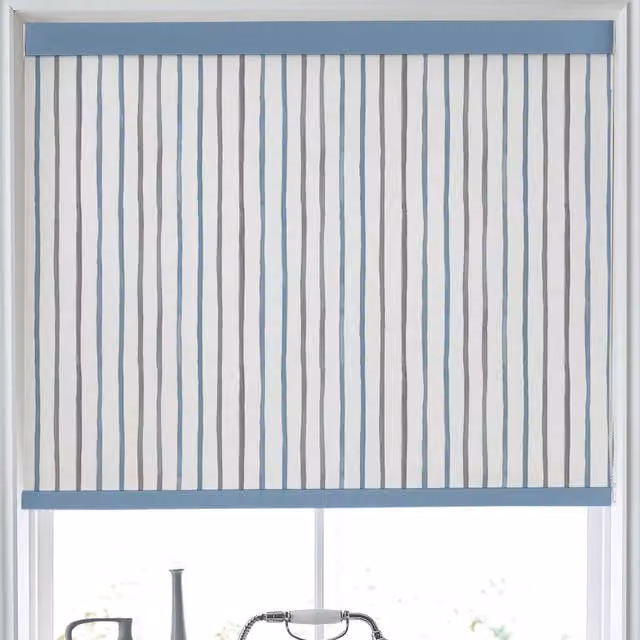 Laura Ashley Painterly Stripe Translucent Made to Measure Roller Blind in Blue
